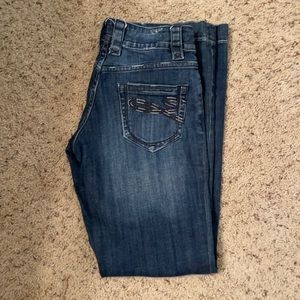 Size 2R Stetson jeans. Probably fits like a 26.